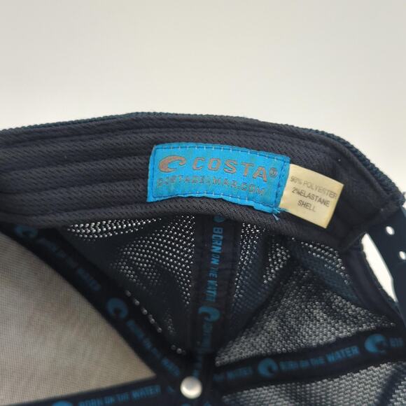 Costa Del Mar Hat Cap Snap Back Blue Palm Mesh Trucker Patch Tropical Fishing - Picture 10 of 11